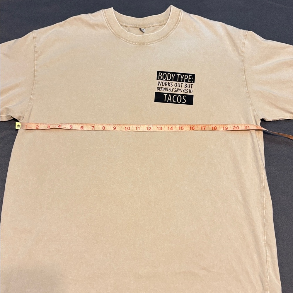 Body Type Works Out But Says Yes To Tacos Graphic Tee XL Funny Food Shirt - Picture 5 of 10